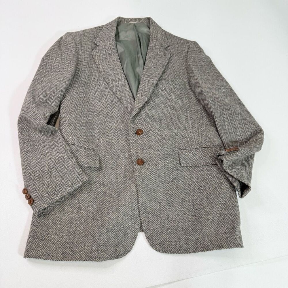 Vintage Tailored Classics by Levi Strauss Mens Jacket 42R Wool Herringbone Brown